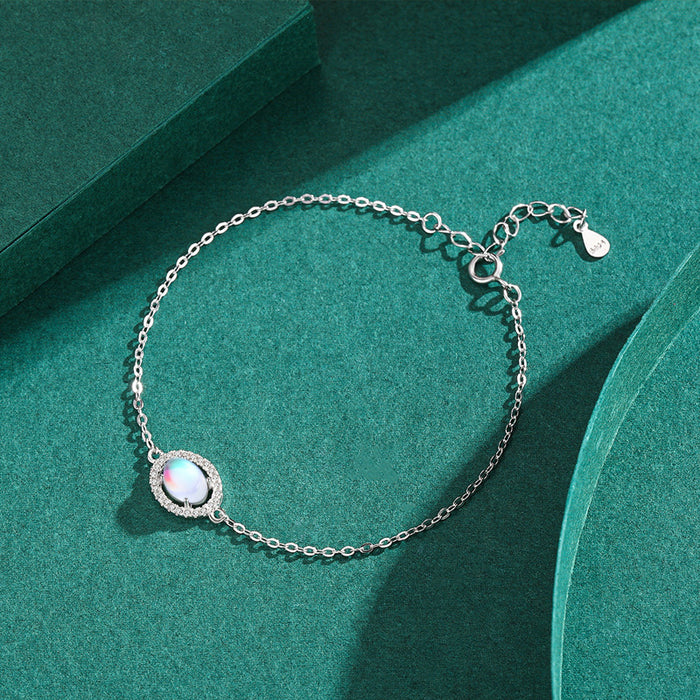 Wholesale sterling silver moonstone light luxury niche design bracelet JDC-BT-MoD005