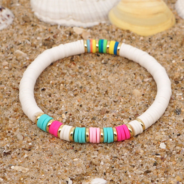 Wholesale Boho Stainless Steel Spacer Bead Bracelet Colorful Ethnic Style Clay bead bracelet  JDC-BT-YuX005