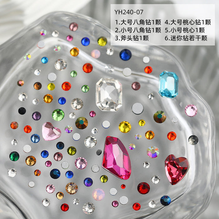 Wholesale Colored Gemstones Shaped Plastic Drill Nail Art Decorations JDC-NS-Wenyu002