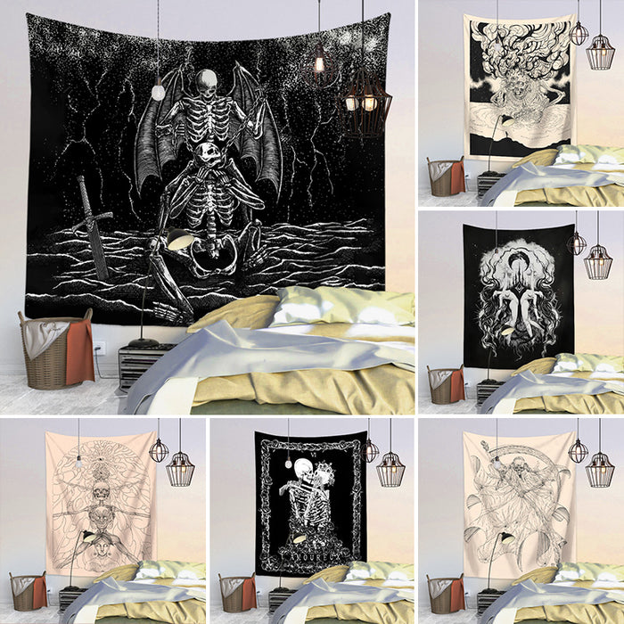 Wholesale Decorative Brushed Skull Print Hanging Cloth MOQ≥2 JDC-DCN-Jianjie011