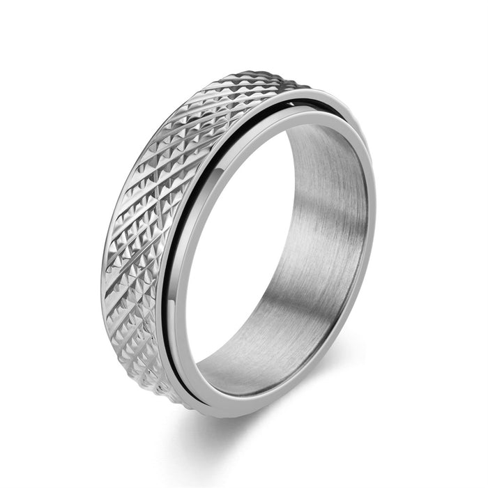 Wholesale Stainless Steel Rhombus Snakeskin Pattern Spinner Ring JDC-RS-Chubing002