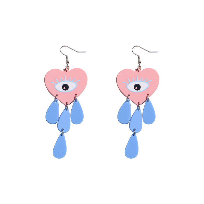 Wholesale Earrings Acrylic Morandi Color Love Eyes Tassel Teardrops MOQ≥2 JDC-ES-MOSHU029