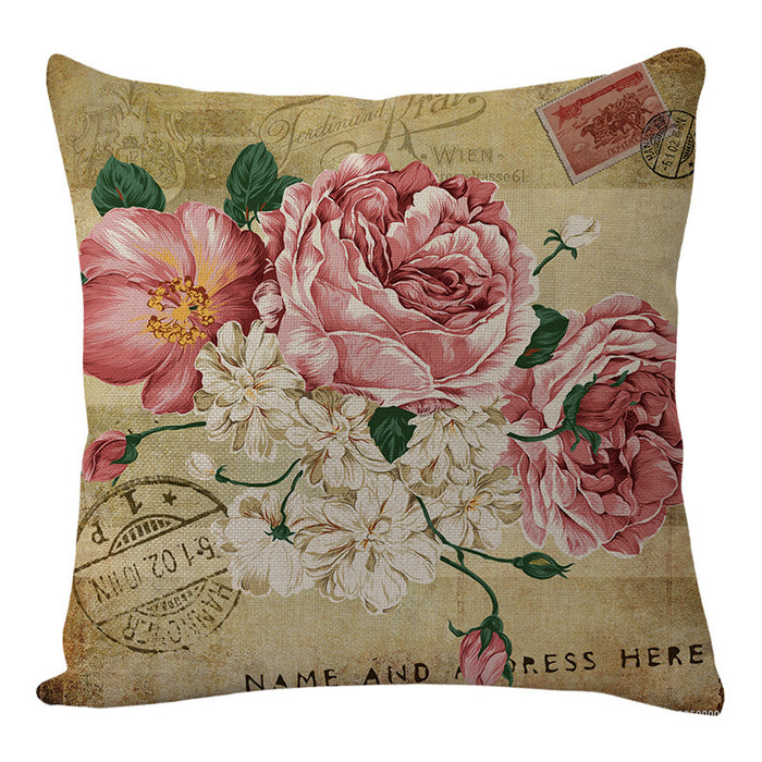 Wholesale Linen Rose Flower Pillowcase JDC-PW-Jinzang002