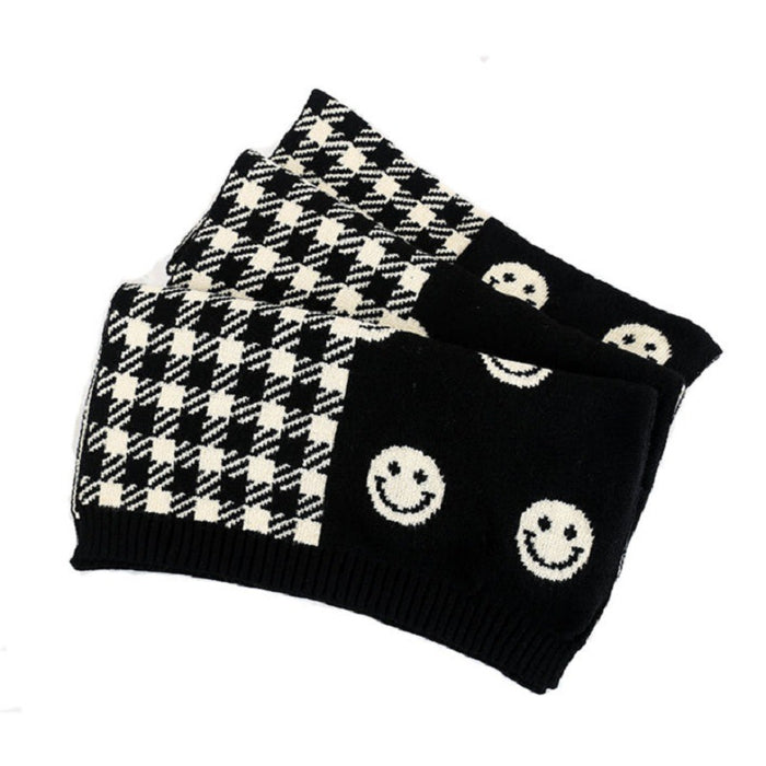 Wholesale Scarf Imitation Cashmere Thickened Double Sided Plaid Smiley Shawl MOQ≥2 JDC-SF-Xinrong001