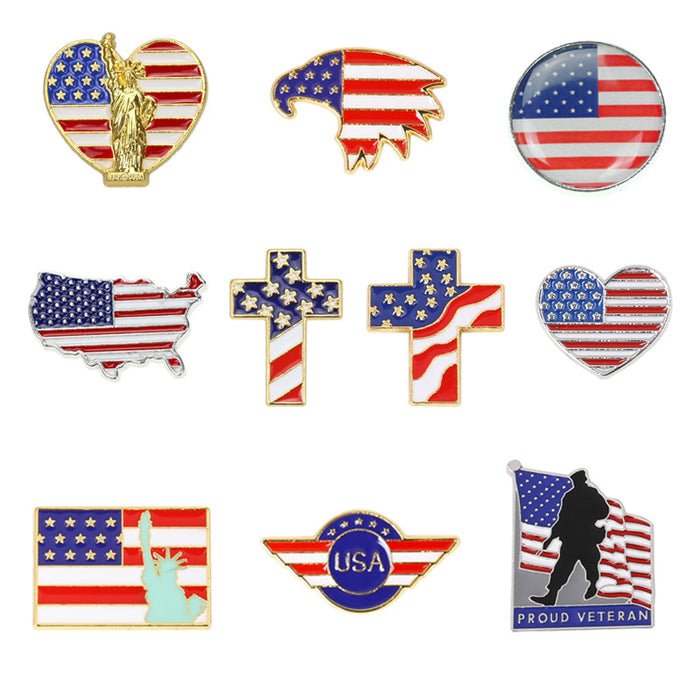 Wholesale flag brooch alloy electroplating drip oil clothes accessories MOQ≥2 JDC-BC-baif001