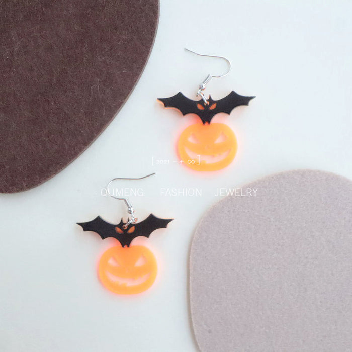 Wholesale Earrings Halloween Acrylic Bat Pumpkin MOQ≥2 JDC-ES-MOSHU034
