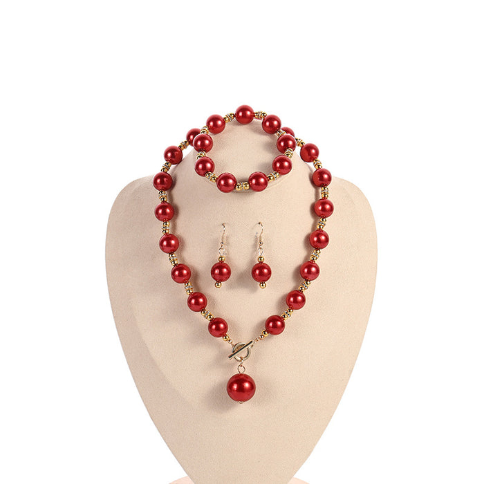 Wholesale pearl necklace Freshwater Pearl Earrings Bracelet Clavicle Necklace Set MOQ≥2 JDC-NE-NanH003