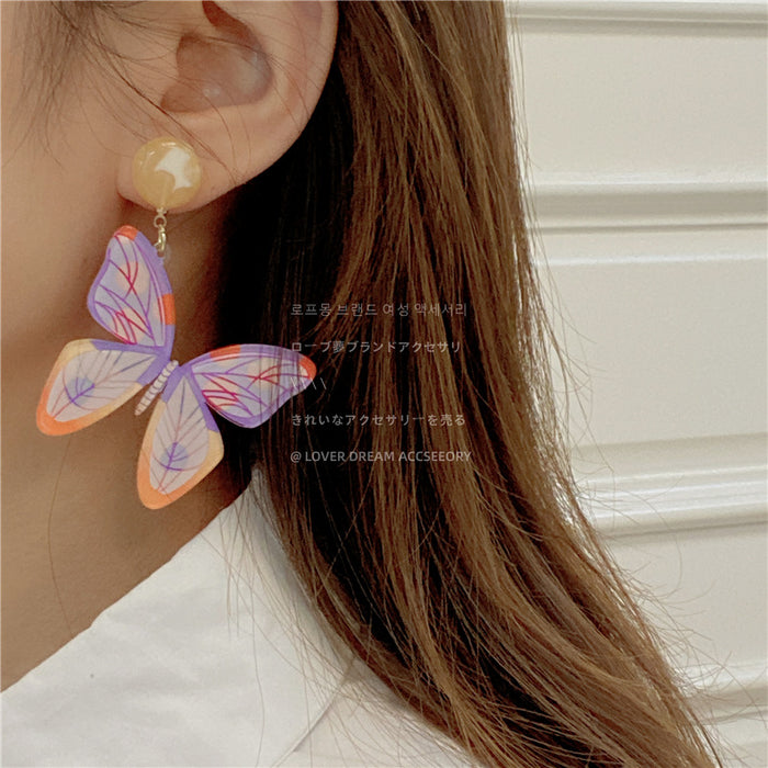 Wholesale Colorful Painted Resin Acrylic Butterfly Earrings JDC-ES-Lfm016