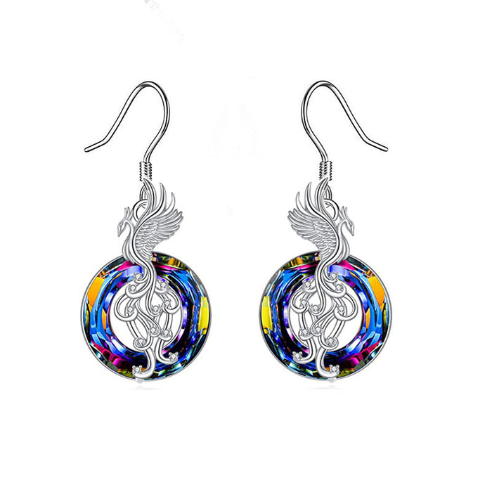 Wholesale Alloy Firebird Colorful Crystal Earrings MOQ≥2 JDC-ES-LongR003