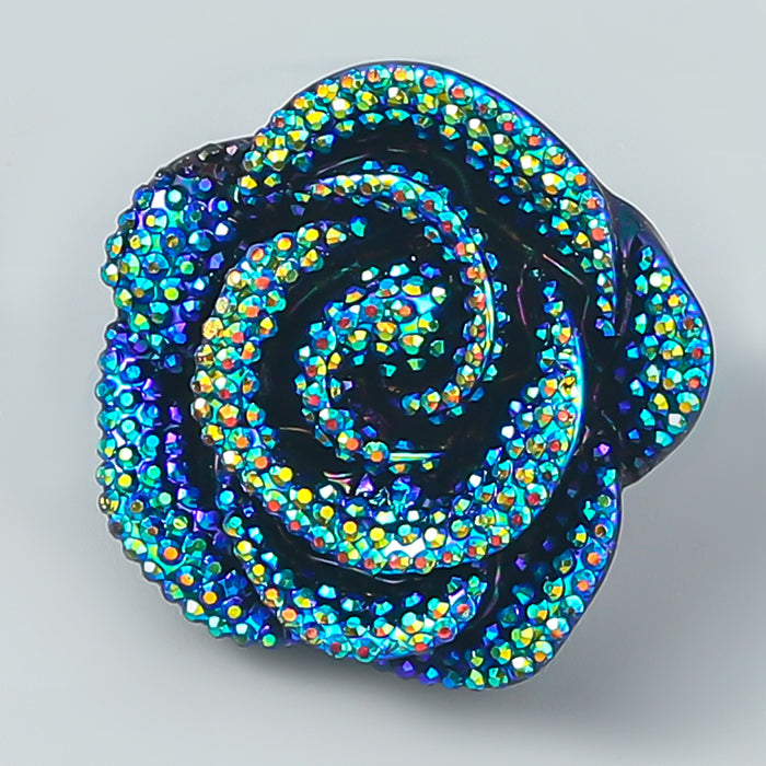 Résine en gros acrylique Diamond Blue Rose Flower Broques d'oreilles JDC-ES-JL1006