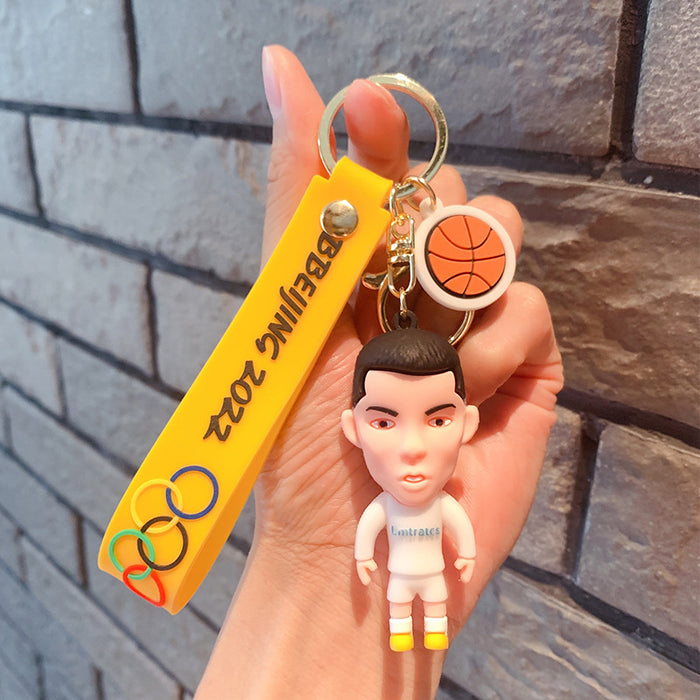 Keychains al por mayor para mochilas del futbolista de la Copa Mundial Cartoon PVC Keychain JDC-KC-Oshi023