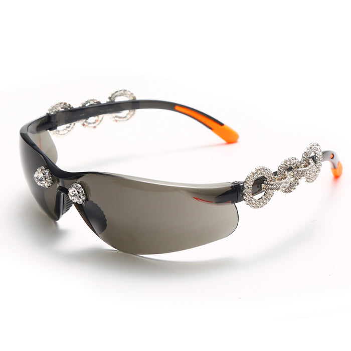 Wholesale Sunglasses PC Frameless Crystal Rhinestone One Piece JDC-SG-GuY005