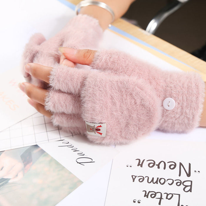 Wholesale Acrylic Imitation Mink Fleece Flip Cover Fingerless Warm JDC-GS-QinS004