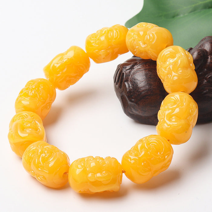 Wholesale Bracelet Resin Beeswax Baltic Buddha Head Chicken Oil Yellow Old Beeswax MOQ≥2 JDC-BT-YouGe003