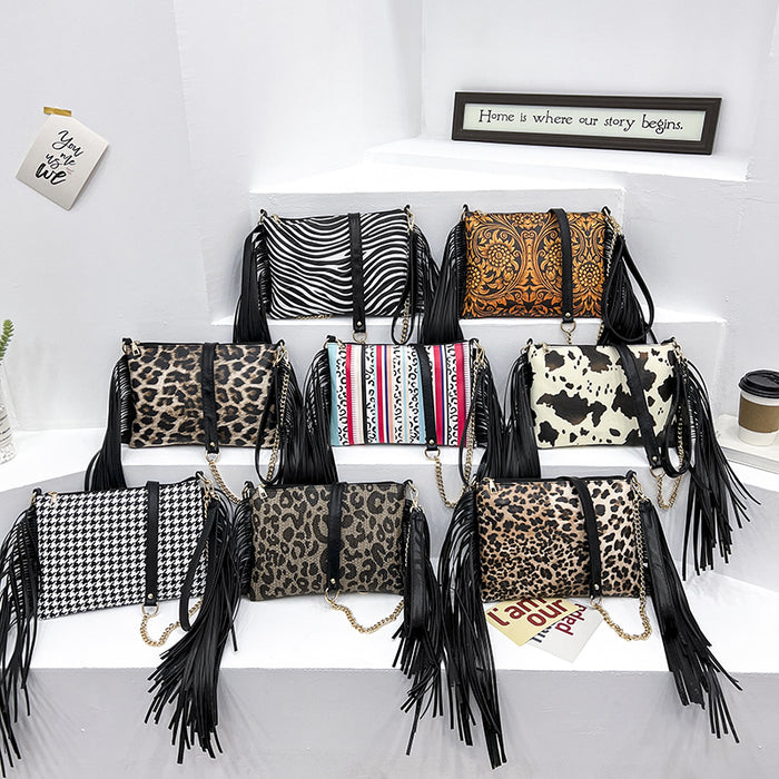 Wholesale Shoulder Bags PU Leather Leopard Fringe Print Crossbody JDC-SD-ChunYan002