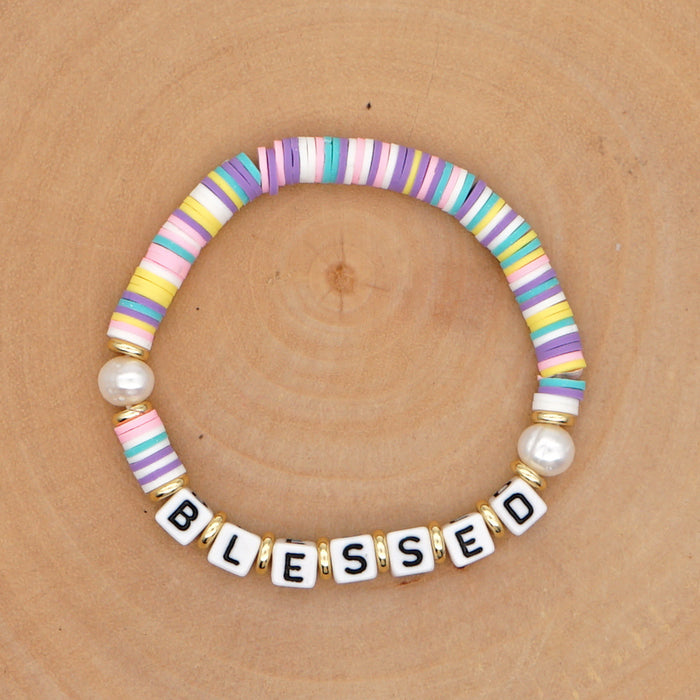 Beads de letras acrílicas al por mayor brazalete con cuentas de arcilla jdc-bt-yuxz003
