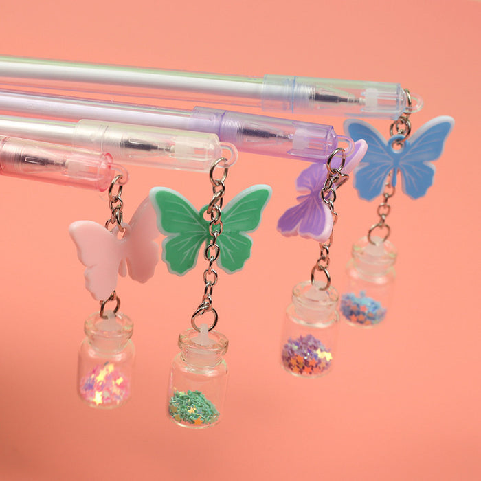 Wholesale Ballpoint Pen Plastic Butterfly Wishing Bottle Pendant Gel Pen JDC-BP-WangL005