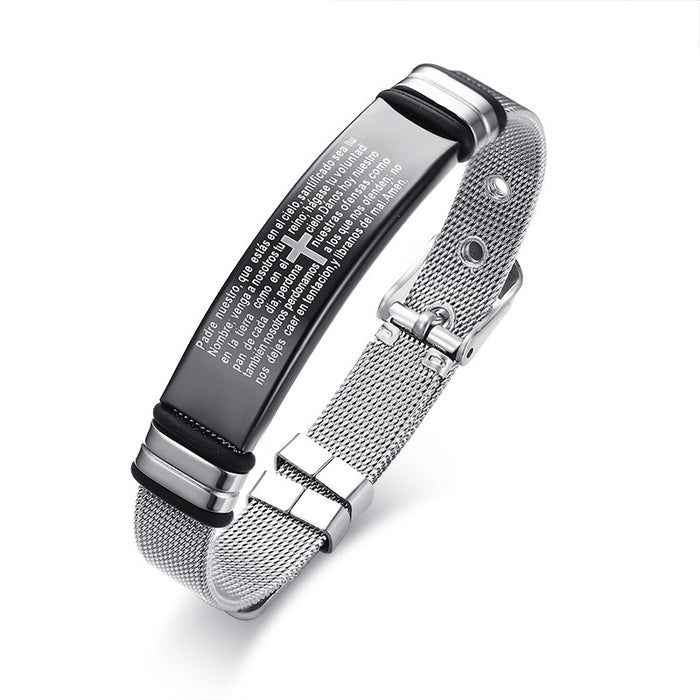 Wholesale Bracelet Stainless Steel Mesh Curved Brand Letter Bracelet MOQ≥2 JDC-BT-QuanS007