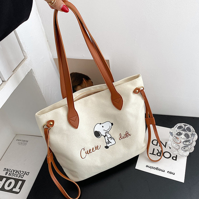 Wholesale puppy print canvas bag creative letter shoulder cotton bag JDC-SD-Wanan001