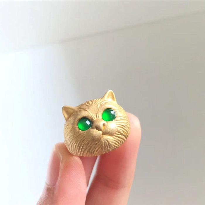 Wholesale cartoon cat ring female retro Thai silver opening ring JDC-RS-HuaYuL002