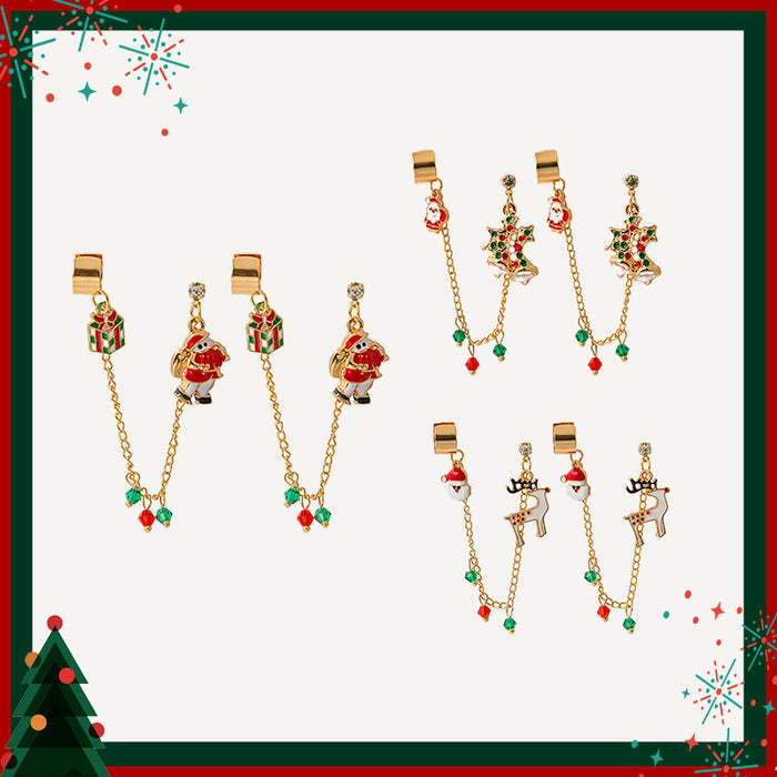 Wholesale Earring Alloy Christmas Tree Santa Claus Elk One Piece Ear Cuff JDC-ES-MDD079