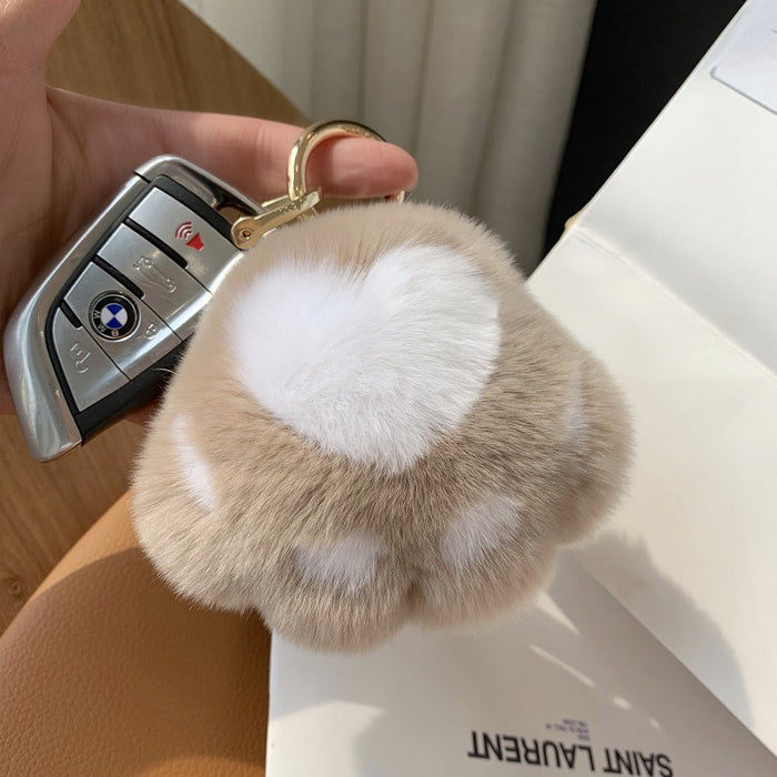 Wholesale Rex Rabbit Real Hair Kitten Claw Bag Ornament Car Keychain JDC-KC-HRS001