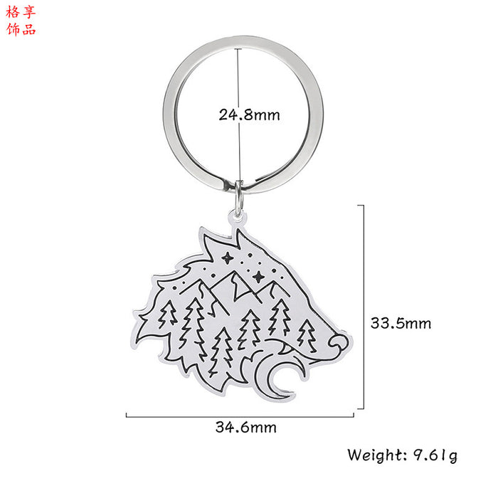 Wholesale Keychain Stainless Steel Forest Lion Pendant MOQ≥2 JDC-KC-GEXA008