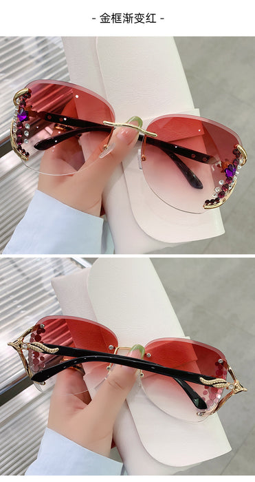 Gafas de sol de diamante de bordes de corte sin borde al por mayor gafas de sol JDC-SG-Zhanh005