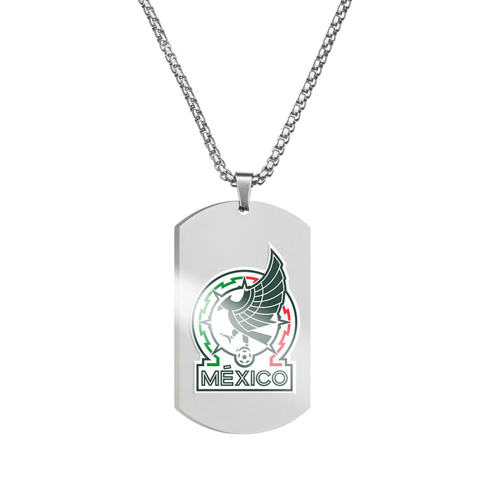 Collar al por mayor de acero inoxidable Copa mundial impresión de color Marca militar MOQ≥2 JDC-Ne-Huanyu006