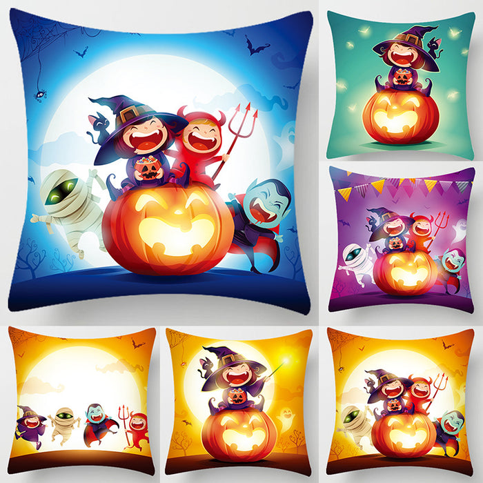 Wholesale Cartoon Halloween Print Peach Skin Pillow Case MOQ≥2 JDC-PW-Xiangren014