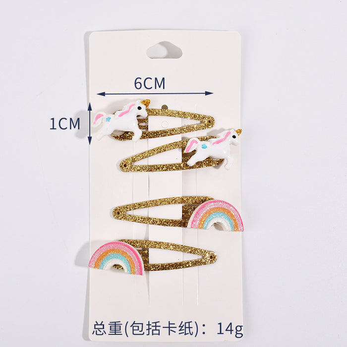 Wholesale Hair Clips Metal PVC Cute Rainbow Unicorn (M) JDC-HC-BF002