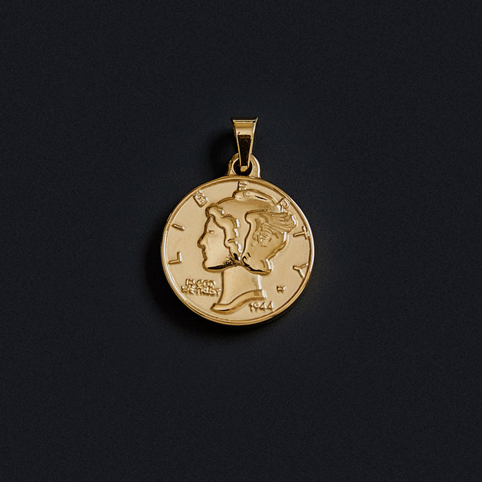 Wholesale Portrait Coin Cross Vintage Titanium Steel Plated 18K Gold Pendant MOQ≥2 JDC-PT-QianJ002