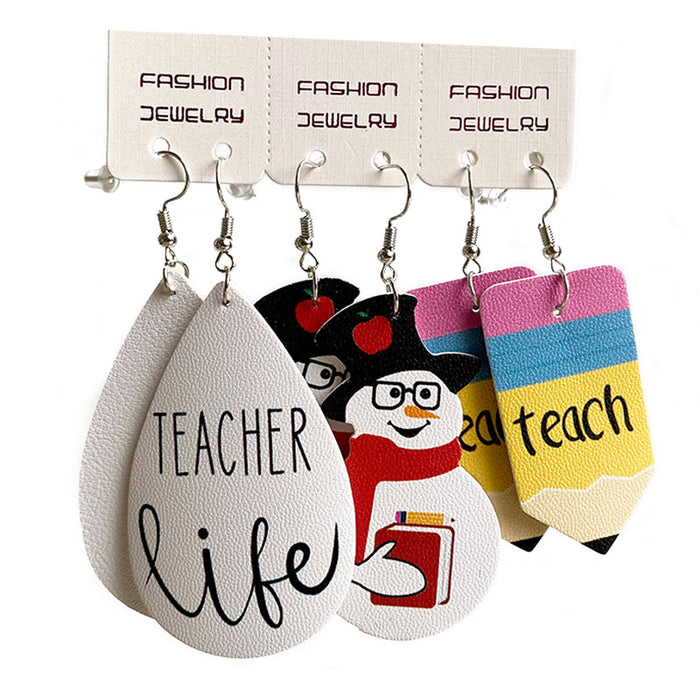 Wholesale Earrings PU Christmas Teacher's Day Gifts 3pcs JDC-ES-Heyi037