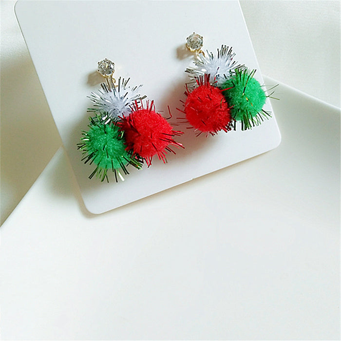 Wholesale Earrings Silver Needle Cute Hair Ball Stud Earrings JDC-ES-AiMei018