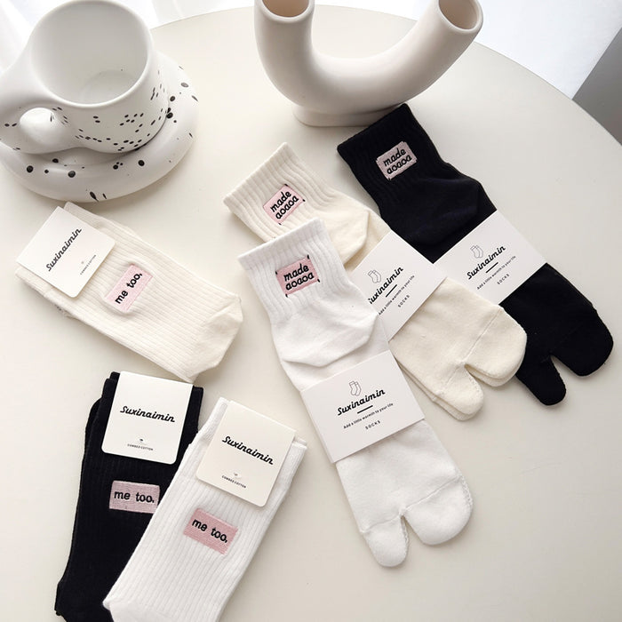 Wholesale Sock 100% Cotton Breathable Sweat Absorbing Black and White Medium Tube MOQ≥3 JDC-SK-AiM001