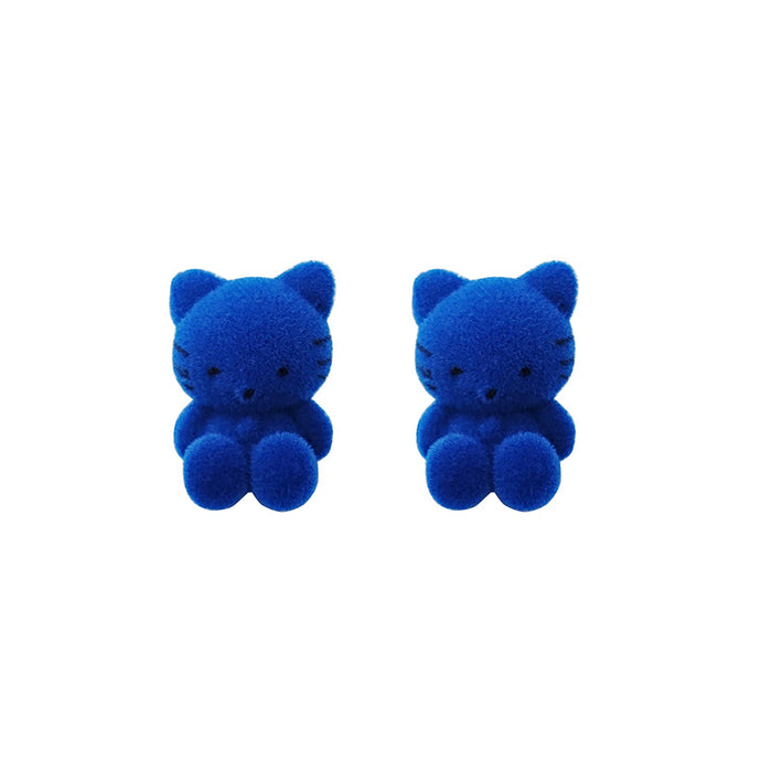 Aleación de aretes al por mayor Flannel Blue Bear Moq≥2 JDC-ES-XINAI004