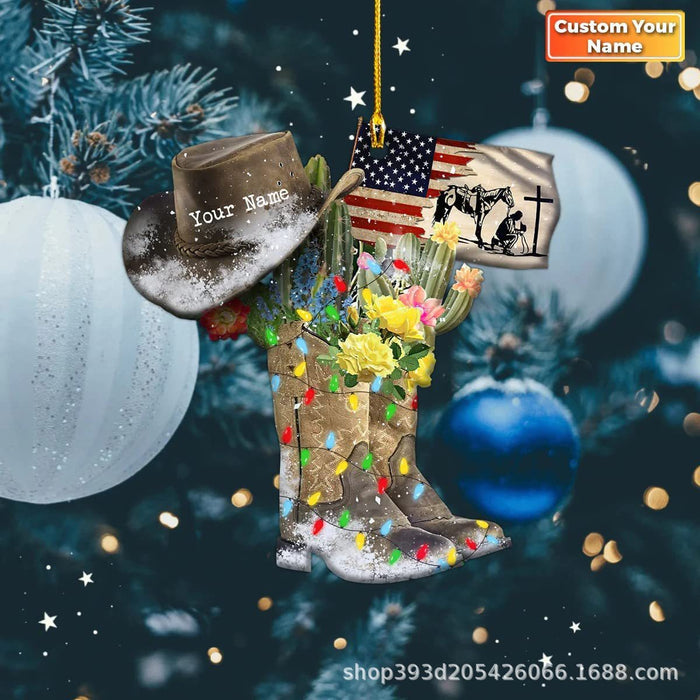 Wholesale Acrylic Cowboy Boots and Hats Christmas Tree Decoration Car Decorations MOQ≥3 JDC-DCN-ZanA005