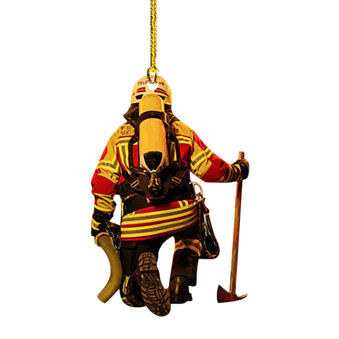 Wholesale Decorative Acrylic Cartoon Firefighter Double Sided Printing Pendant JDC-DCN-CaiXin003