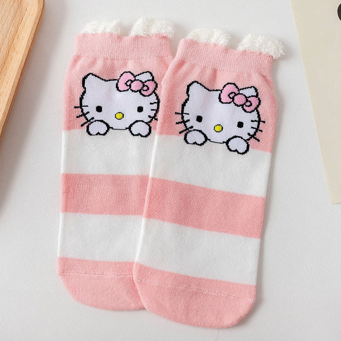 Wholesale socks three-dimensional ear socks summer cute cartoon pink cat shallow socks JDC-SK-CYu010