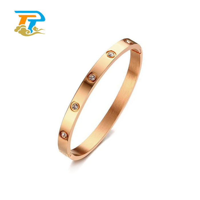 Wholesale Bracelet Titanium Steel Jewelry Four Leaf Clover Diamond Stainless Steel Buckle JDC-BT-Hongyi002