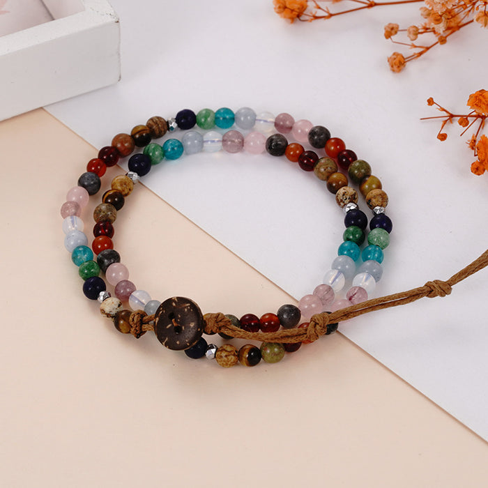 Wholesale Bracelet Vintage Boho Natural Colored Crystal Stone MOQ≥2 JDC-BT-YongY009