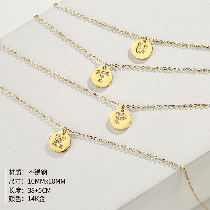 Wholesale Diamond 26 Letter Stainless Steel Necklace JDC-NE-GSTF012