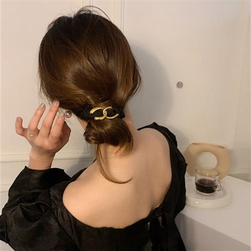 Wholesale Hair Scrunchies Fabric Simple Fashion Vintage Gold MOQ≥2 JDC-HS-Tingy019