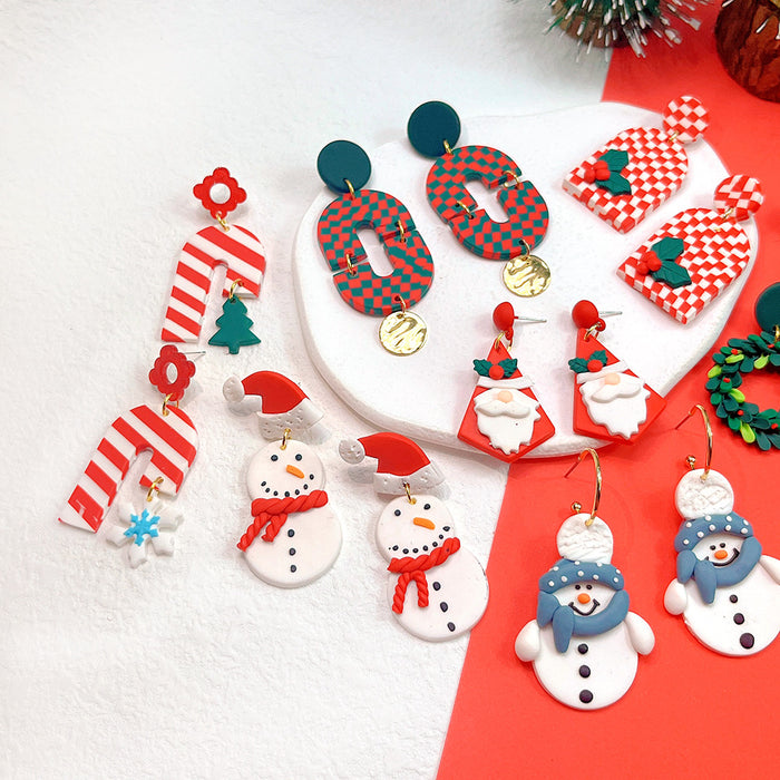 Wholesale Earrings Polymer Clay Christmas Tree Snowman JDC-ES-PH001