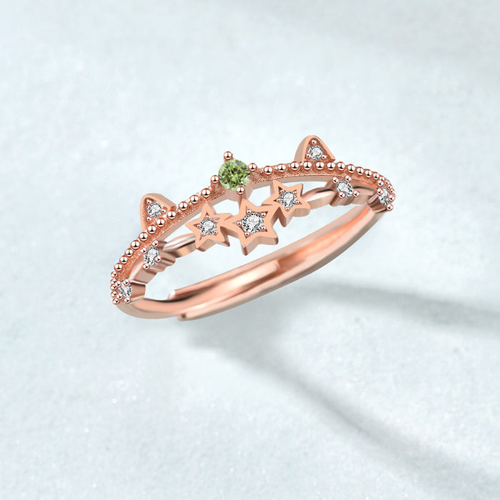 Wholesale Ring Silver Rose Gold Micropaved Zirconia Stars JDC-RS-PREMLM001