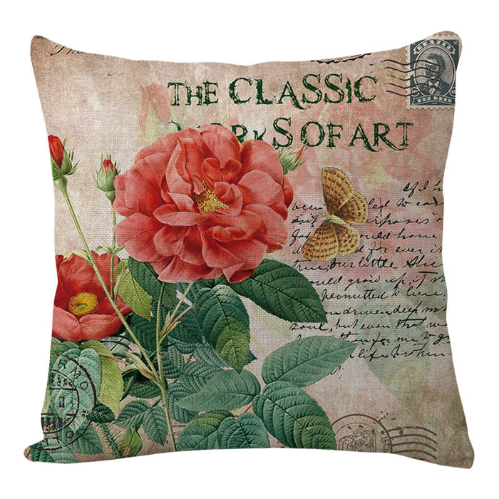 Wholesale Linen Rose Flower Pillowcase JDC-PW-Jinzang002