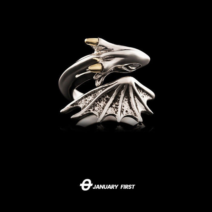 Little Little Flying Dragon Dragon White Copper Ring para hombres JDC-RS-LYSD002