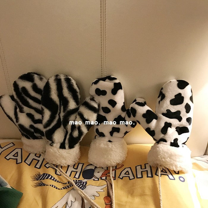 Guantes al por mayor Cashmere Zebra Impresión Impresión de vaca Bag Finger JDC-GS-RUIQ001