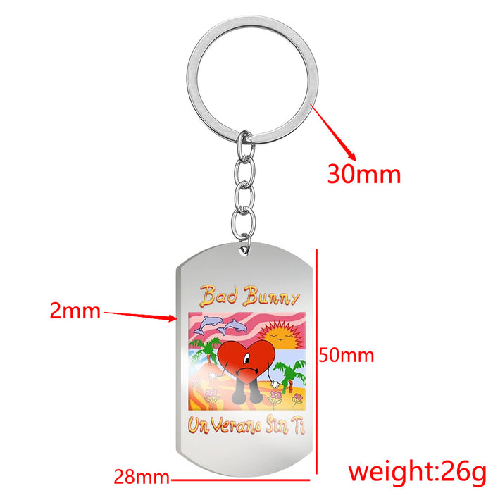 Wholesale Keychain Stainless Steel Color Printed Square Plate MOQ≥2 JDC-KC-HuanYu024