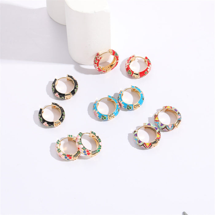 Wholesale Earrings Copper Flower Oil Drops JDC-ES-YingS001